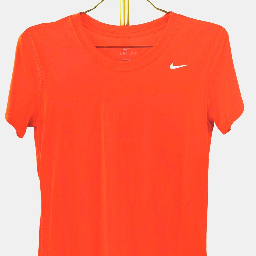 Nike Dri-Fit Women's Orange Short Sleeve Logo Training T Shirt Size Small